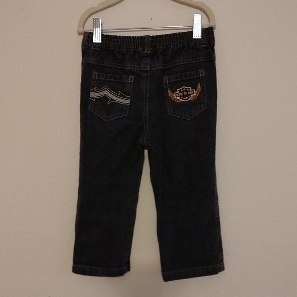 Black Denim Straight Leg Jeans with "Born To Ride" patches Sz.24m - Picture 2 of 4